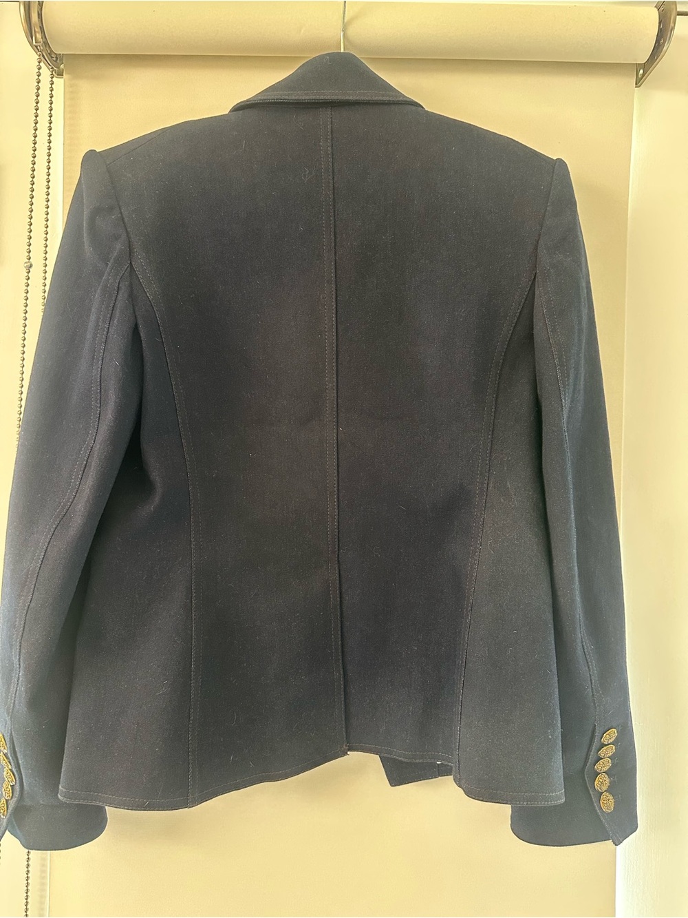 Veronica Beard Navy Denim Blend Button Blazer with Gold Buttons - Picture 4 of 6